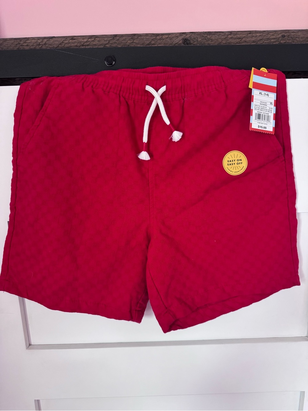 Cat & Jack Red Quilted Drawstring Kids Shorts